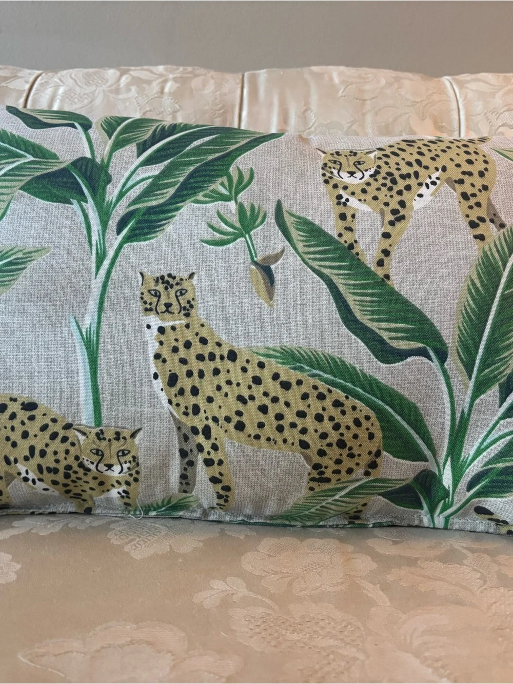 Tropical Cheetah Lumbar Support Pillow 19”x12” Home Decor Big Cat